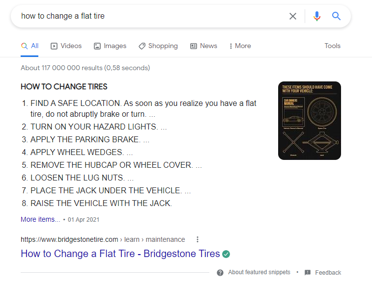 how to change a tire google search